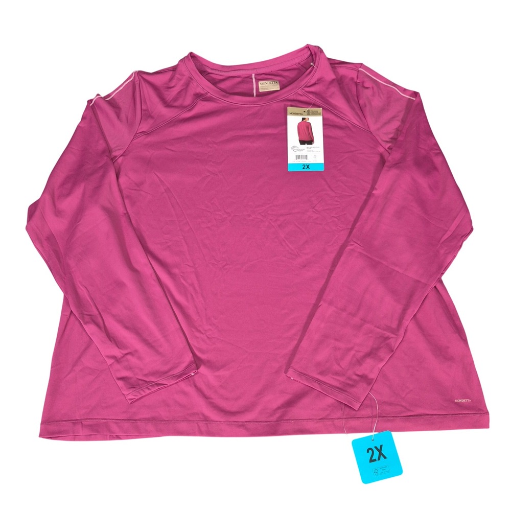 Mondetta Performance Womens 2X Raspberry Coulis Long Sleeve Activewear Top NWT
